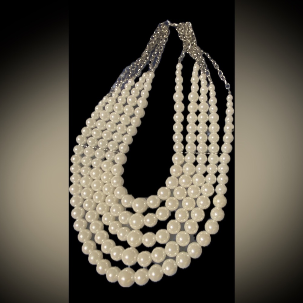 Multi-strand Simulated Pearl Necklace